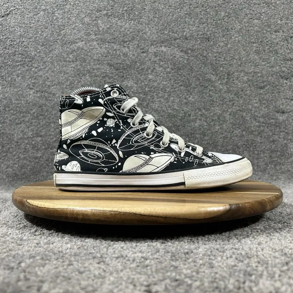 Converse Boys CTAS Kids Size 3 Black White Space Odyssey Athletic Shoes Used